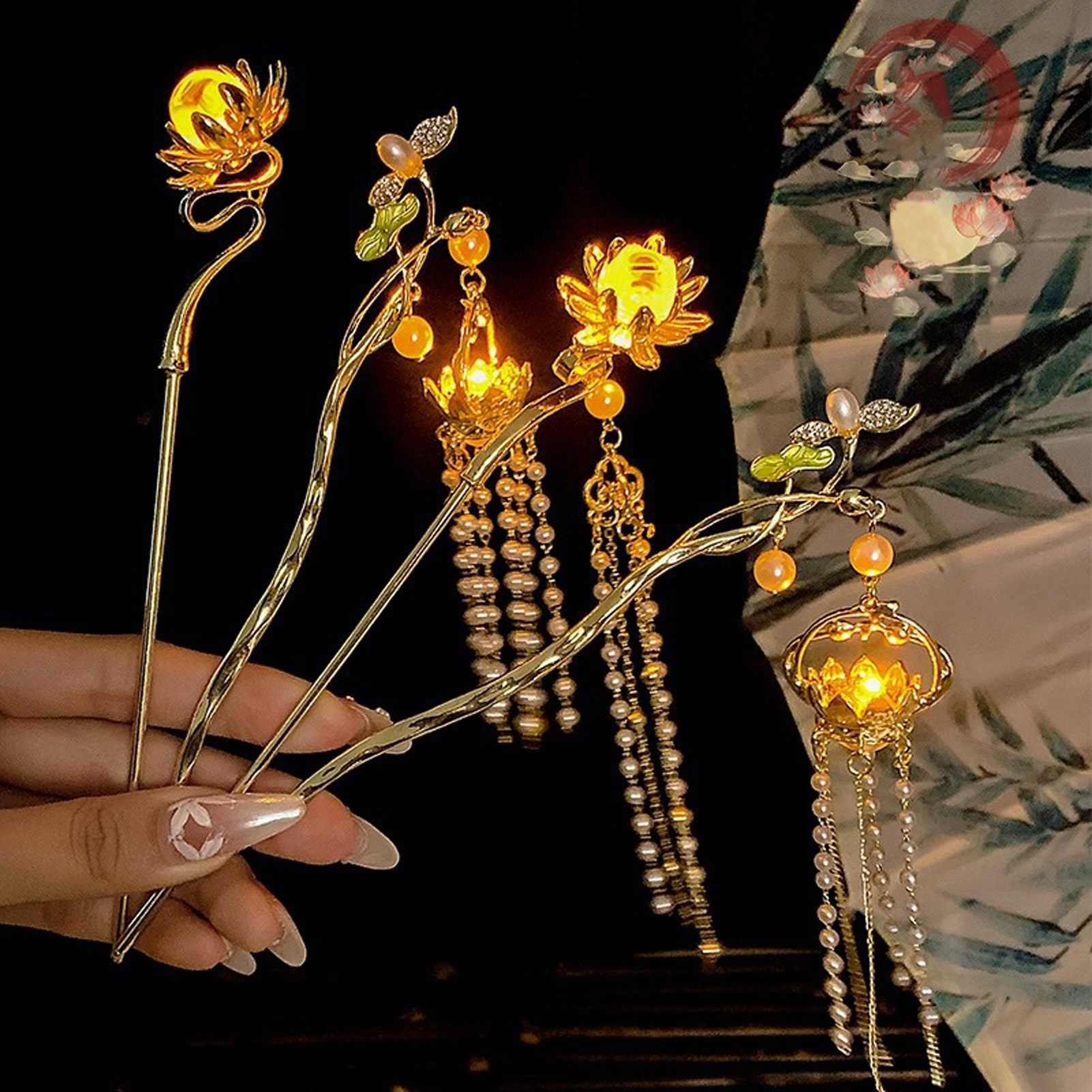 Women Accessories Shop - Luminous Flower Hairpin Exquisite Lotus Floral