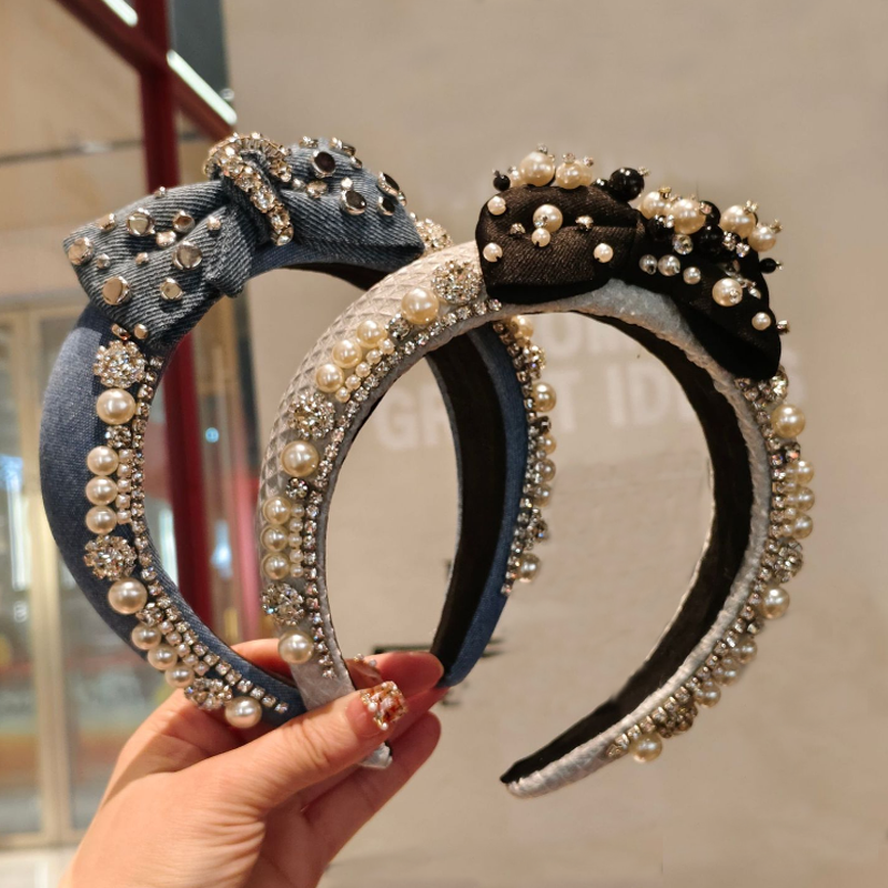 Women'S Jeans Accessories - Korean Exquisite Full Diamond Bow Denim