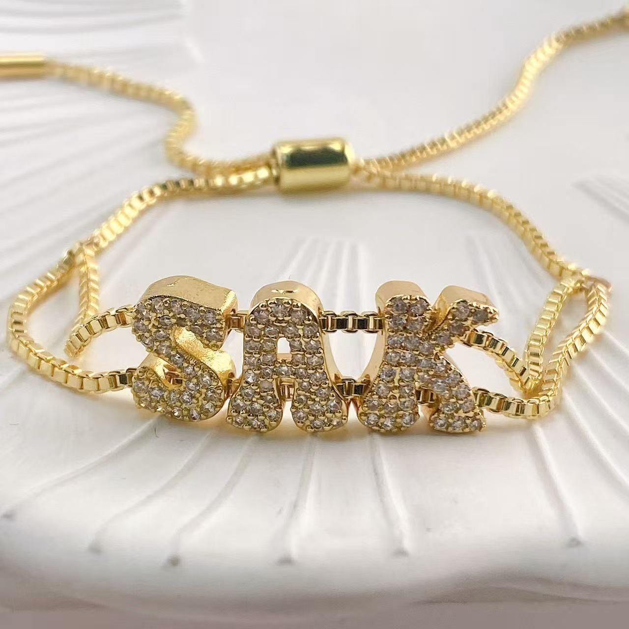 Fashionable gold DIY name brac – Women Accessories Name In English Bewertung und Preis