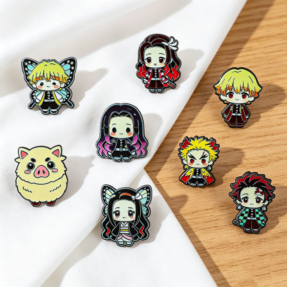 8pcs Demon Slayer Anime Lapel  – Women'S Jeans Accessories Bewertung und Preis