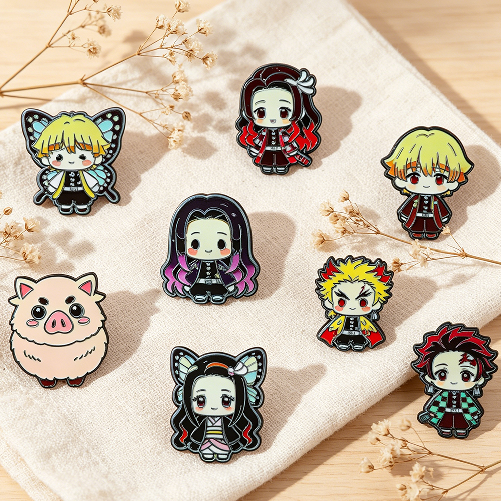 8pcs Demon Slayer Anime Lapel  – Women'S Jeans Accessories Bewertung und Preis