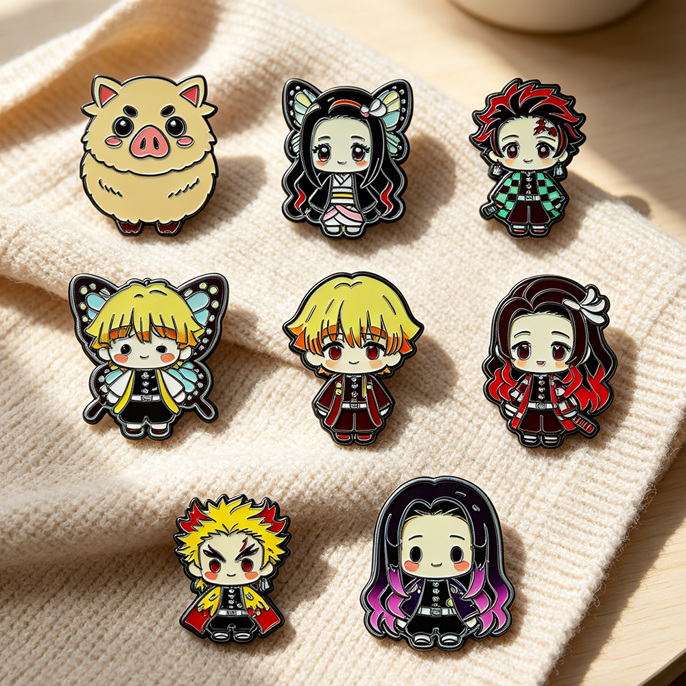 8pcs Demon Slayer Anime Lapel  – Women'S Jeans Accessories Bewertung und Preis