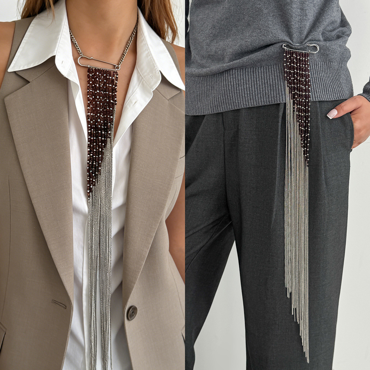 Silver Color Tassel Chain Broo – Women Accessories Chain Bewertung und Preis